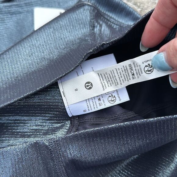 Lululemon Align High-Rise Ribbed Pant 25" Shine Foil Black Night SIZE 8 NWT - Picture 6 of 8